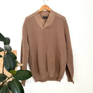 Vintage Express Tan Long Sleeve Oversized Ribbed Sweater